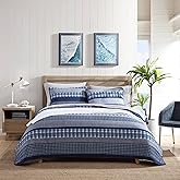Nautica- Twin Quilt Set, Cotton Reversible Bedding Set (Addison Blue, Twin)