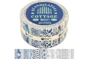 NEEDLES QUILT STUDIO Jelly Roll Fabrics for Quilting Clearance 40 Strip 2.5" x 44" | Cotton Strips Bundles – Perfect Quilting Fabric for Sewing, Precut Quilt Projects, and DIY Crafts (Scandinavian Cottage)