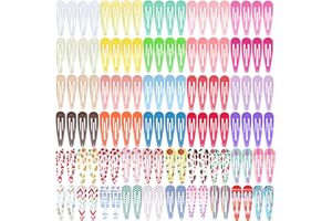 Hair Clips for Girls Women, Funtopia 120 Pcs 2 Inch Girls Hair Clips Non-Slip Metal Barrettes Snap Hair Clips, Cute Candy Col