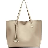 Nodykka Women Tote Bags Top Handle Satchel Handbags PU Faux Leather Tote Bag with Tassel Shoulder Purse