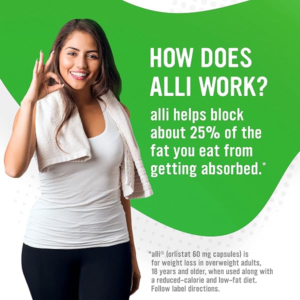 ALLI DIET WEIGHT LOSS SUPPLEMENT PILLS, ORLISTAT 60MG CAPSULES STARTER PACK, NON PRESCRIPTION WEIGHT LOSS AID, 60 COUNT(PACK OF 1)