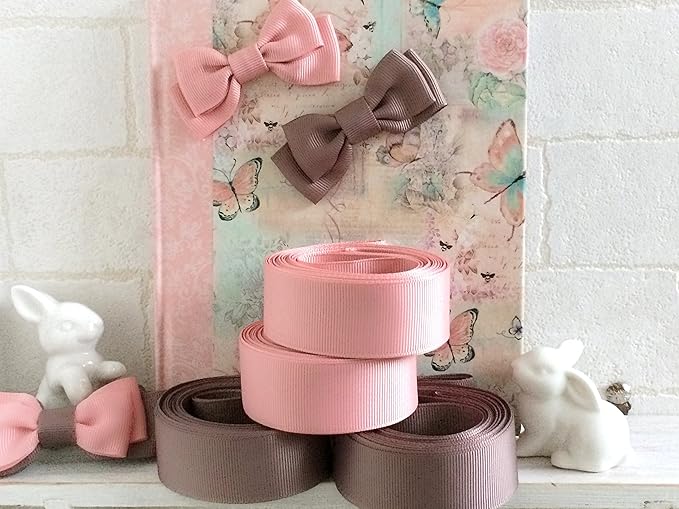 Amazon たっぷり16メートル 切れ目無し4メートル 4 25mm幅 グログランリボン4本 2色 2 クラシックカラーハーフセット スイートネクター チョコレートチップ リボンの作り方 両面カラー1枚付き 1m50円 Gr004 並行輸入品 リボン 通販