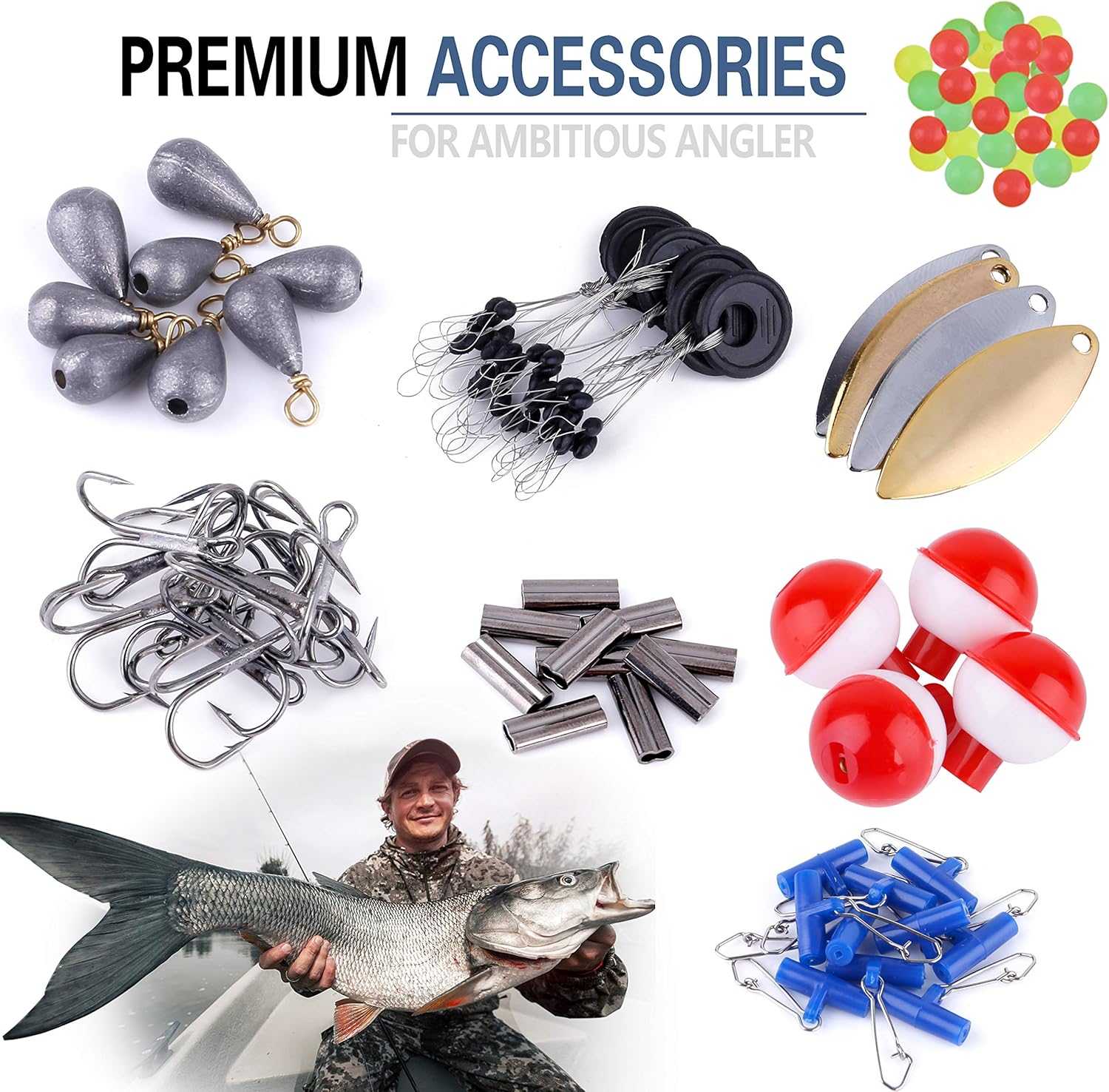 PLUSINNO Fishing Accessories Kit, 263pcs Fishing Tackle Kit with Tackle Box Including Fishing Weights Sinkers, Jig Hooks, Beads, Swivel Snap, Bobbers Float, Saltwater Freshwater Fishing Gear : Sports & Outdoors