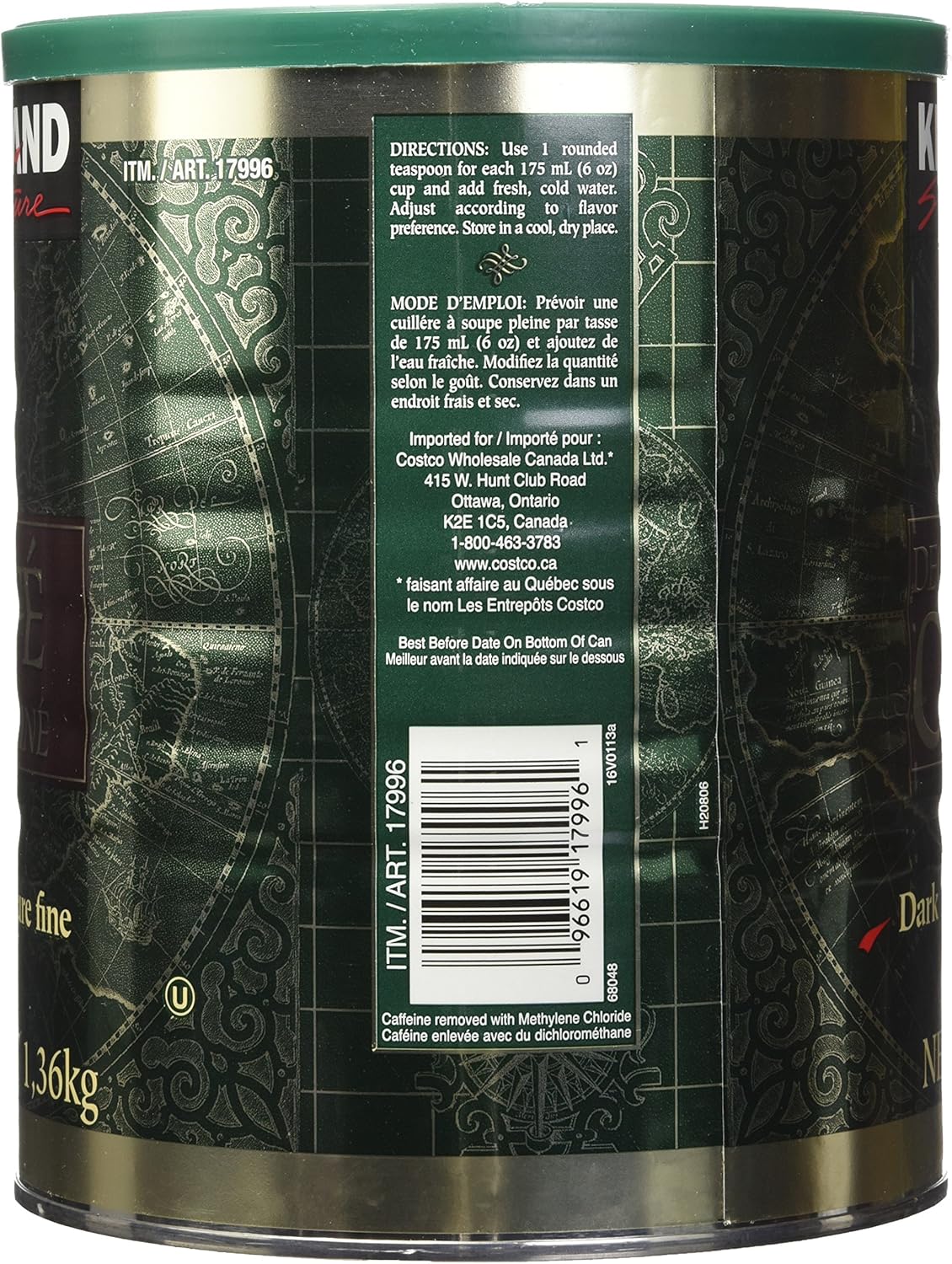Kirkland Signature Decaffeinated Coffee 1 36 Kg Amazon Ca Grocery Gourmet Food