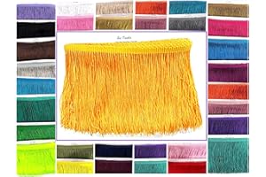SEW TRENDS Beautiful 2 Yards of 12" Long Chainette Fringe Tassel Thread Yarn Trim Fringe Sewing, Dance Costumes, Drapery, Lamp Shades-Golden Yellow