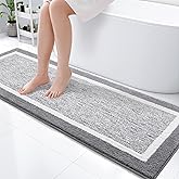 OLANLY Bathroom Rugs 59x20, Extra Soft and Absorbent Microfiber Bath Mat, Non-Slip, Machine Washable, Quick Dry Shaggy Bath Carpet, Suitable for Bathroom Floor, Tub, Shower (Runner, Grey)