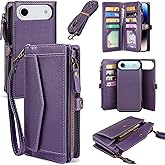 DKDKSIP Compatible with iPhone Air 6.5" Wallet Case with RFID Blocking Card Holder for Women, PU Leather Flip Zipper Wallet Detachable Magnetic Phone Case Crossbody Strap, Purple