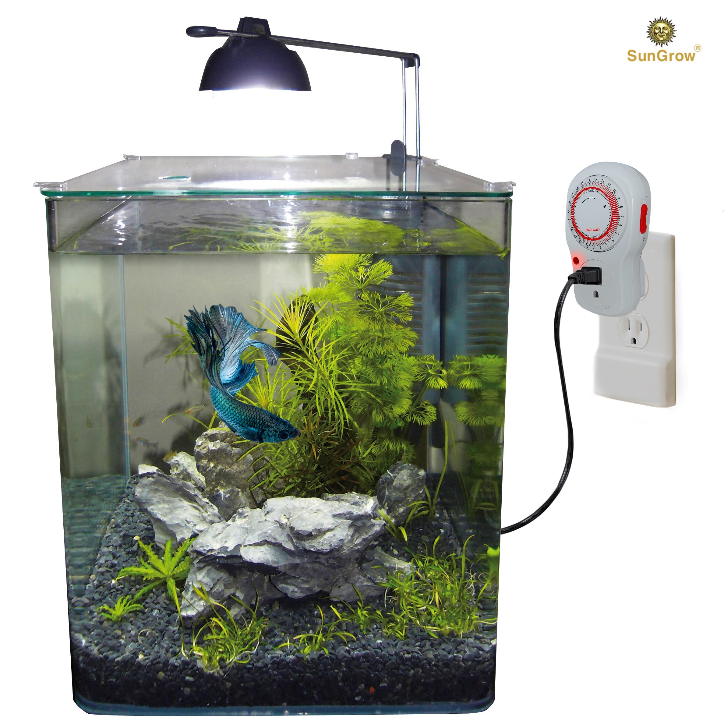 24 Hour Timer for Aquarium Lights by SunGrow: Heavy duty mechanical timer switch: Easy to program with 15 minute Increments: Safe grounded 3 prong outlet: Use for household appliances