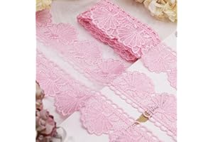 DHFLYDH Lace Trim 4.5 Yards Venice Lace Ribbon Flower Scalloped Embroidery Lace Trim for Crafts, Dress, Gift Wrapping, Wedding, Home Decoration