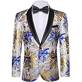 Barry. Wang Men's Sport Coats & Blazers Flower Suit Jacket 1 Button Paisley Tuxedo Mardi Gras Carnival Parade Gift