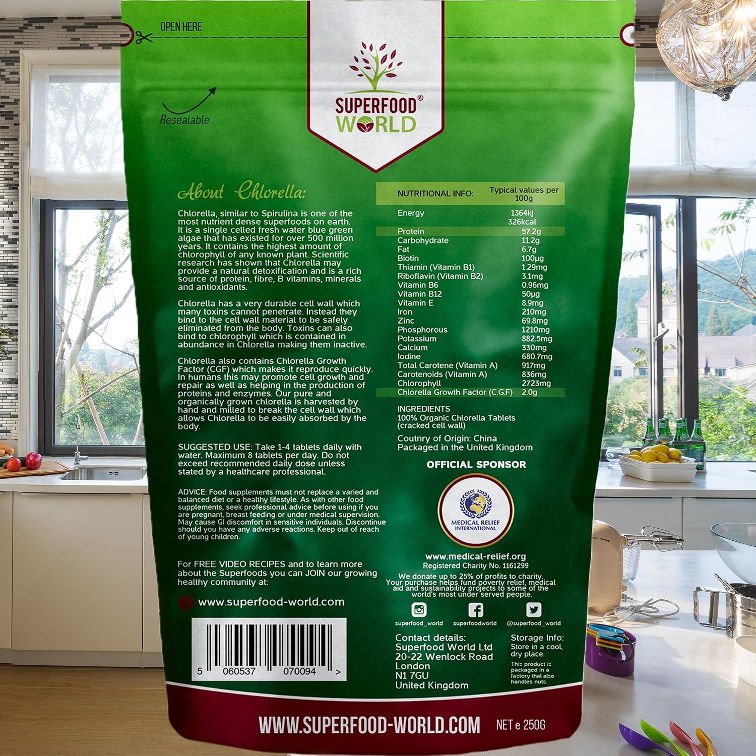 Organic Chlorella Tablets (500 X 500mg) Premium Detox Chlorophyll Superfood, 500 count (Pack of 1) - Image 4