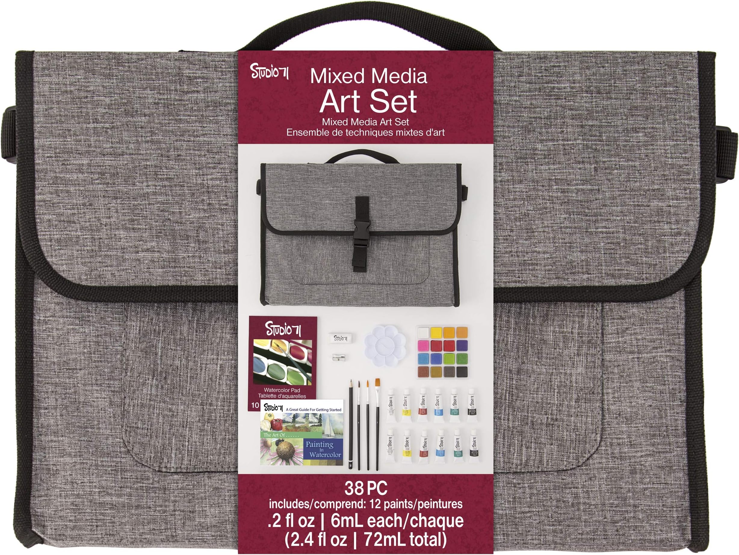 Studio 71Mixed Media Messenger Bag, 37 Pieces Art Set, Assorted