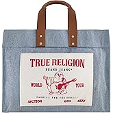 True Religion Large Tote Bag, Canvas Travel Carryall Shoulder Handbag
