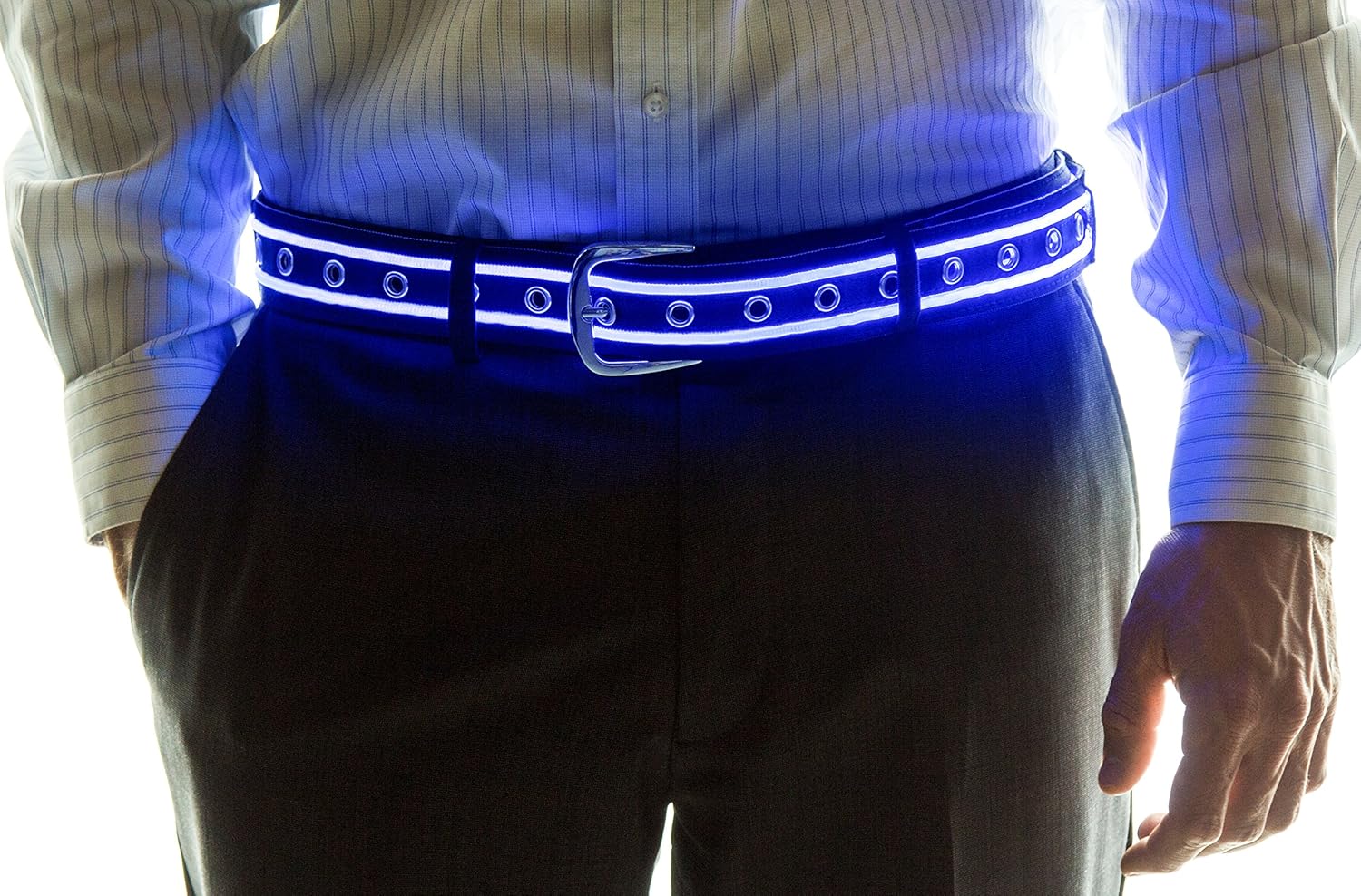 Neon Nightlife Light Up LED Belt, Large, 3643 Inches Waist Size, Blue