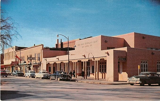 Santa Fe New Mexico First National Bank Vintage Postcard J7613 At