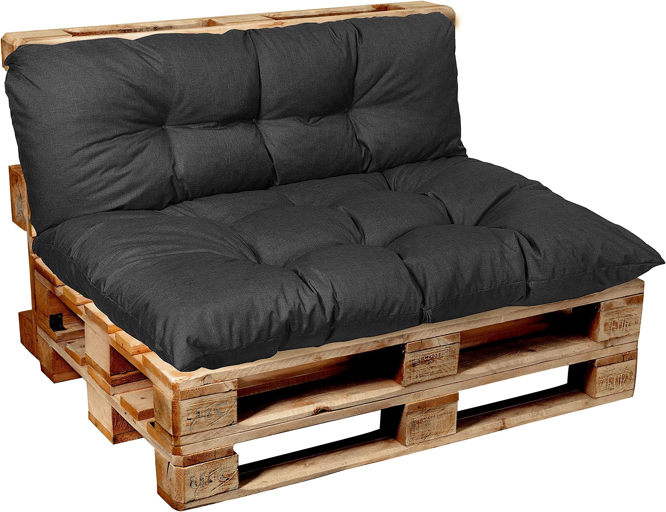 Garden Factory Euro Pallet Cushions, Seating, Back Cushion or Set, Tufted, Outdoor&Indoor (Back Cushion 120x60, Anthracite)