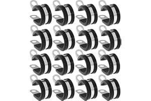 Nayciiy 12-Piece Stainless Steel Cable Clamp Kit - Rubber Coated, Cushioned, Insulated Clamps for Tube, Pipe or Wire Cord Installation (12, 3/4 Inch)