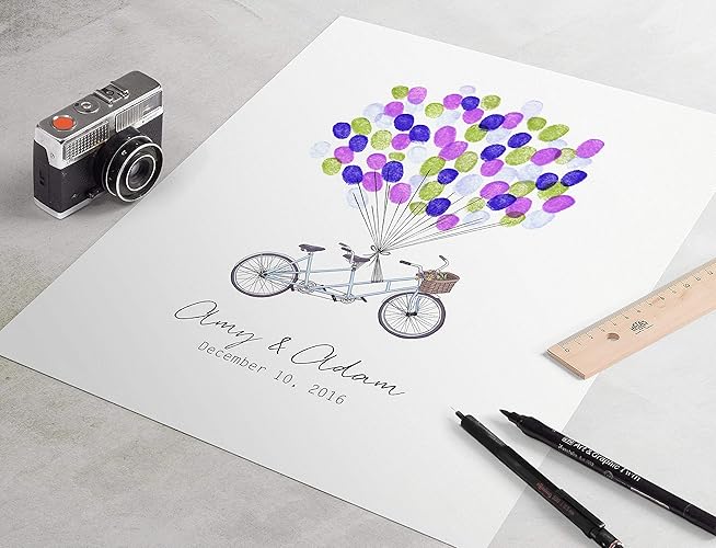 Wedding Guest Book Tandem Bike fingerprint