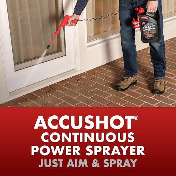 SPECTRACIDE ONE-SHOT HOME INSECT CONTROL, 1 GALLON, INSECTICIDE WITH ACCUSHOT SPRAYER FAST-DRYING FORMULA FOR RESIDENTIAL USE TO KILL 500+ LISTED INSECTS BY CONTACT