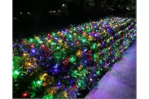 Joomer Christmas Net Lights - 12FT x 5FT 360 LED Plug-in Mesh Lights, Waterproof with 8 Modes, Timer, Connectable for Bushes, Trees, Garden, Outdoor Christmas Decor (Green Wire, Multicolor)
