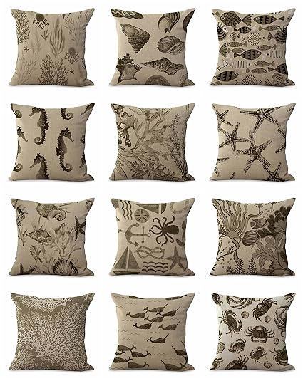 Amazon Com Set Of 10 Cushion Covers Beach Ocean Decorative Throw