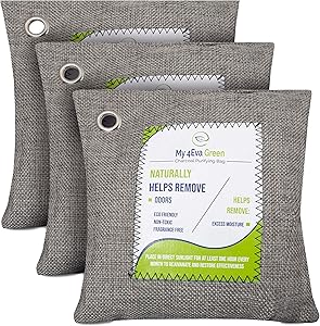 Activated Charcoal Odor Absorber - Shoe Odor Eliminator - Refrigerator Deodorizer - Bamboo Charcoal Air Purifying Bag, Odor Absorbers for Rooms, Removes Excess Moisture and Odors 3 Pack