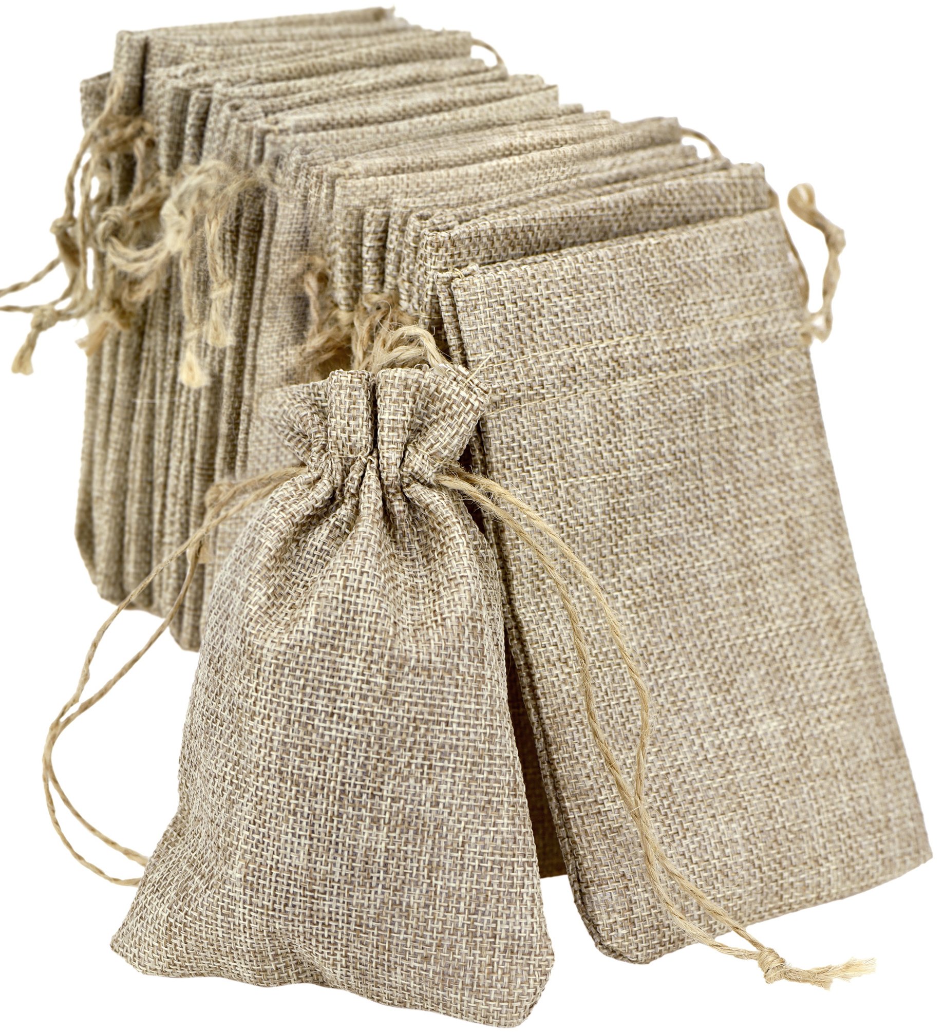 FiveSeasonStuff Burlap Bags with Drawstring, Hessian Jute Wedding Favours Gift Bags, Jewellery Birthday Party Baby Shower Arts & Crafts Wrapping Candy DIY Pouches (10cm x 15cm) Medium | Pack of 20