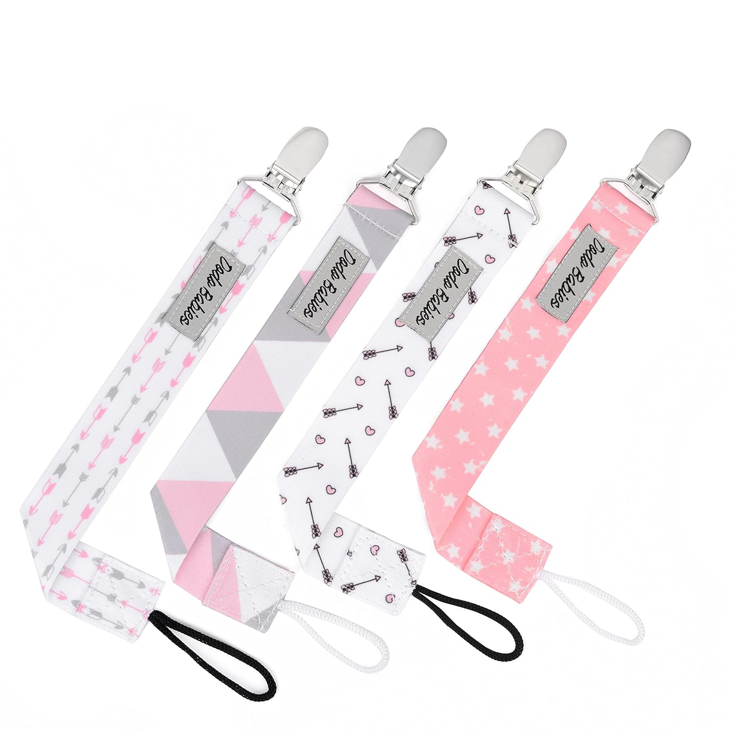 Pacifier Clip by Dodo Babies Pack of 4 + Pacifier Case, Premium Quality for Girls Modern Designs Universal Holder Leash for Pacifiers, Teething Toy or Soothie, Baby Shower Gift Set : Baby
