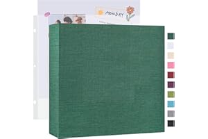 Mublalbum 12x12 Inch Large 3 Ring DIY Scrapbook Photo Album with 40 Plastic Sleeves 80 Pages Linen Cover Folder Binder for Baby Travel Wedding Couple Anniversary and DIY Projects (Dark Green)