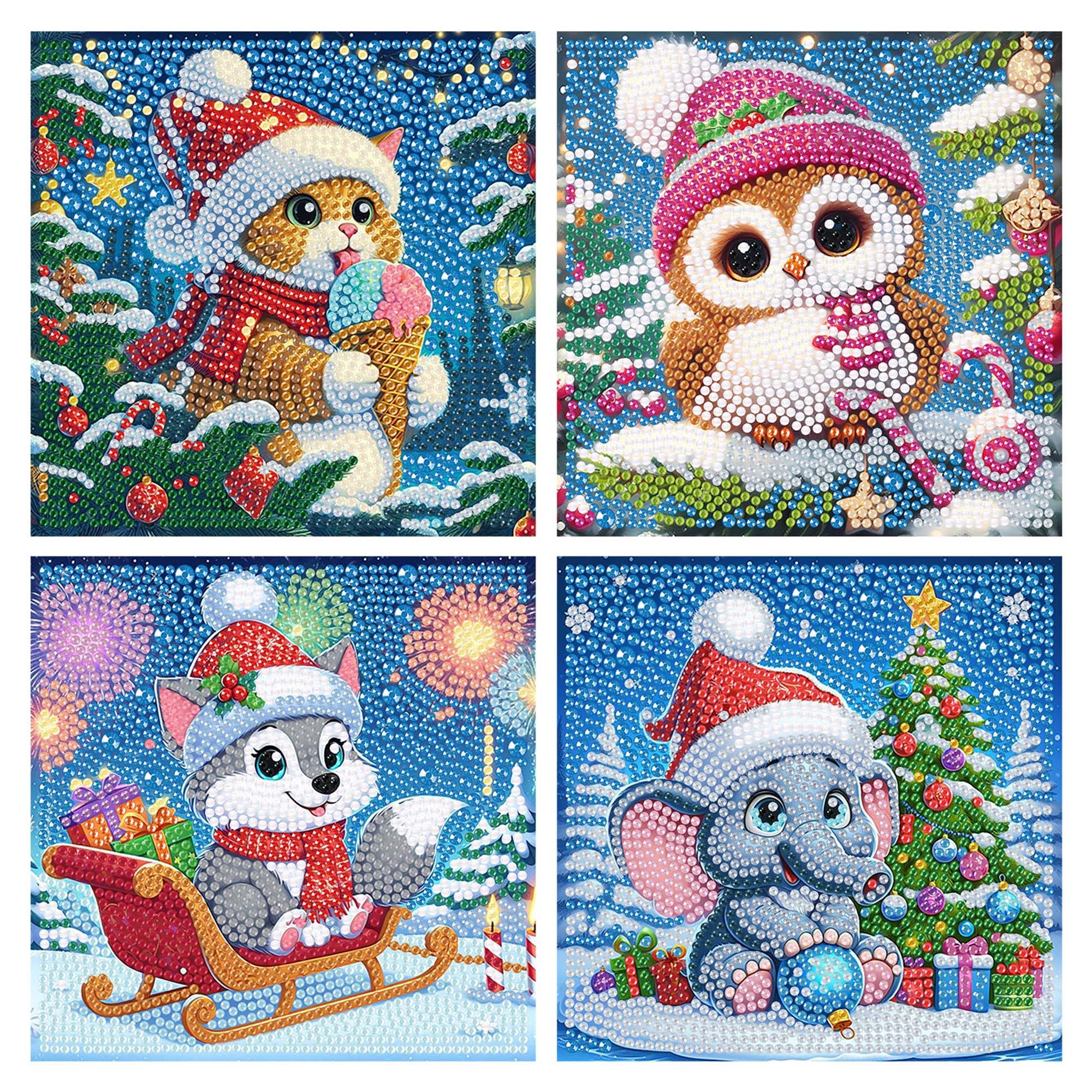 Photo 1 of Christmas Diamond Art Kits for Kids Beginners - Cute Animals Diamond Painting Kits Without Frame, Cartoon Diamond Painting Kits Full Drill Gem Art for Home Decor 6x6inch