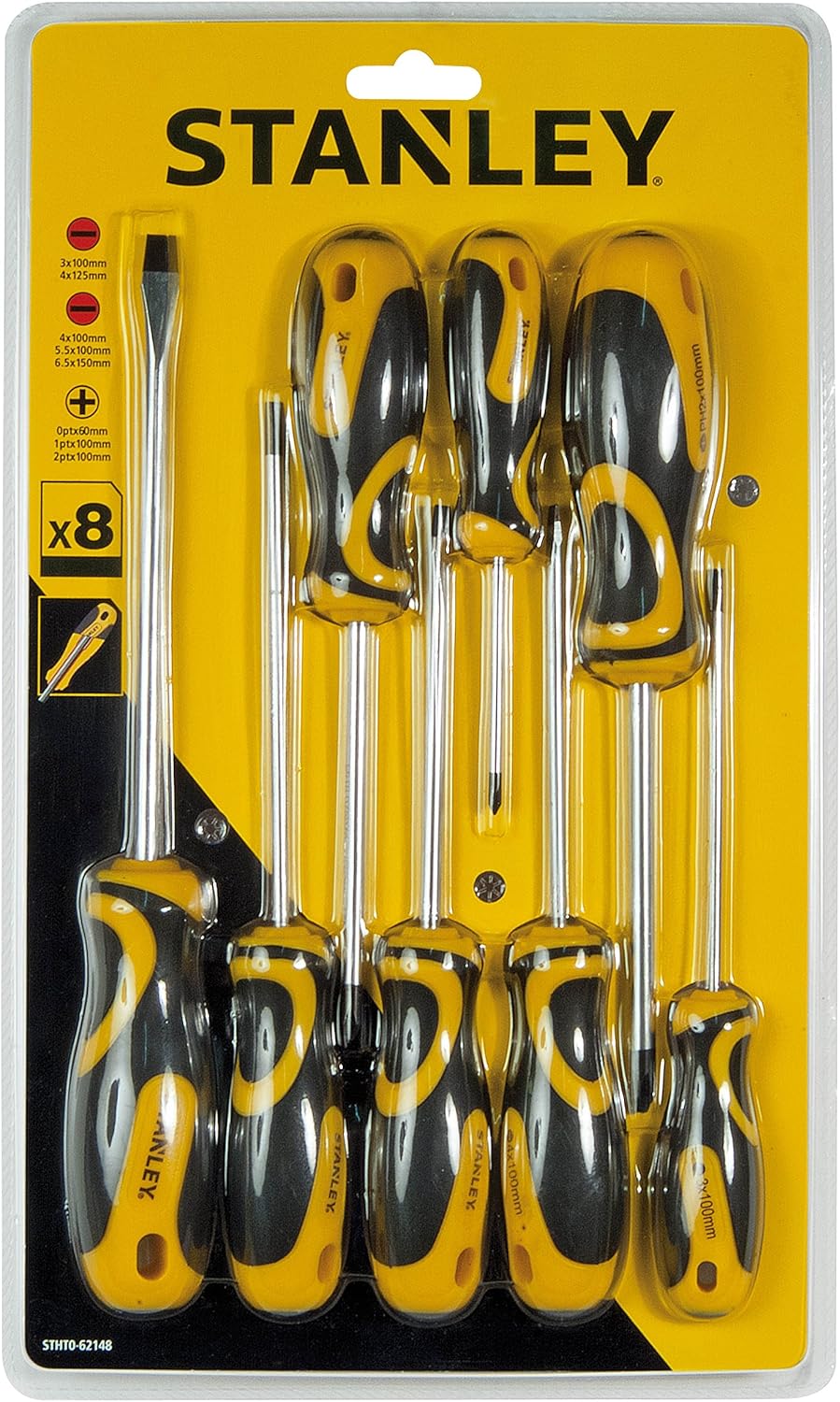 Stanley STHT0 - 62148 Bi-Material Set 8 Screwdrivers, Yellow/Black