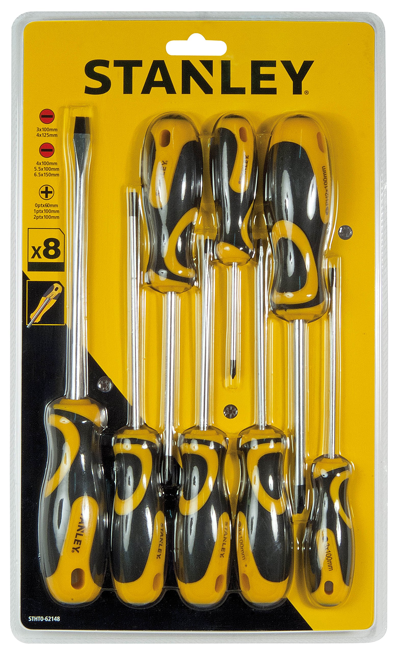 Stanley STHT0 – 62148 Bi-Material Set 8 Screwdrivers, Yellow/Black