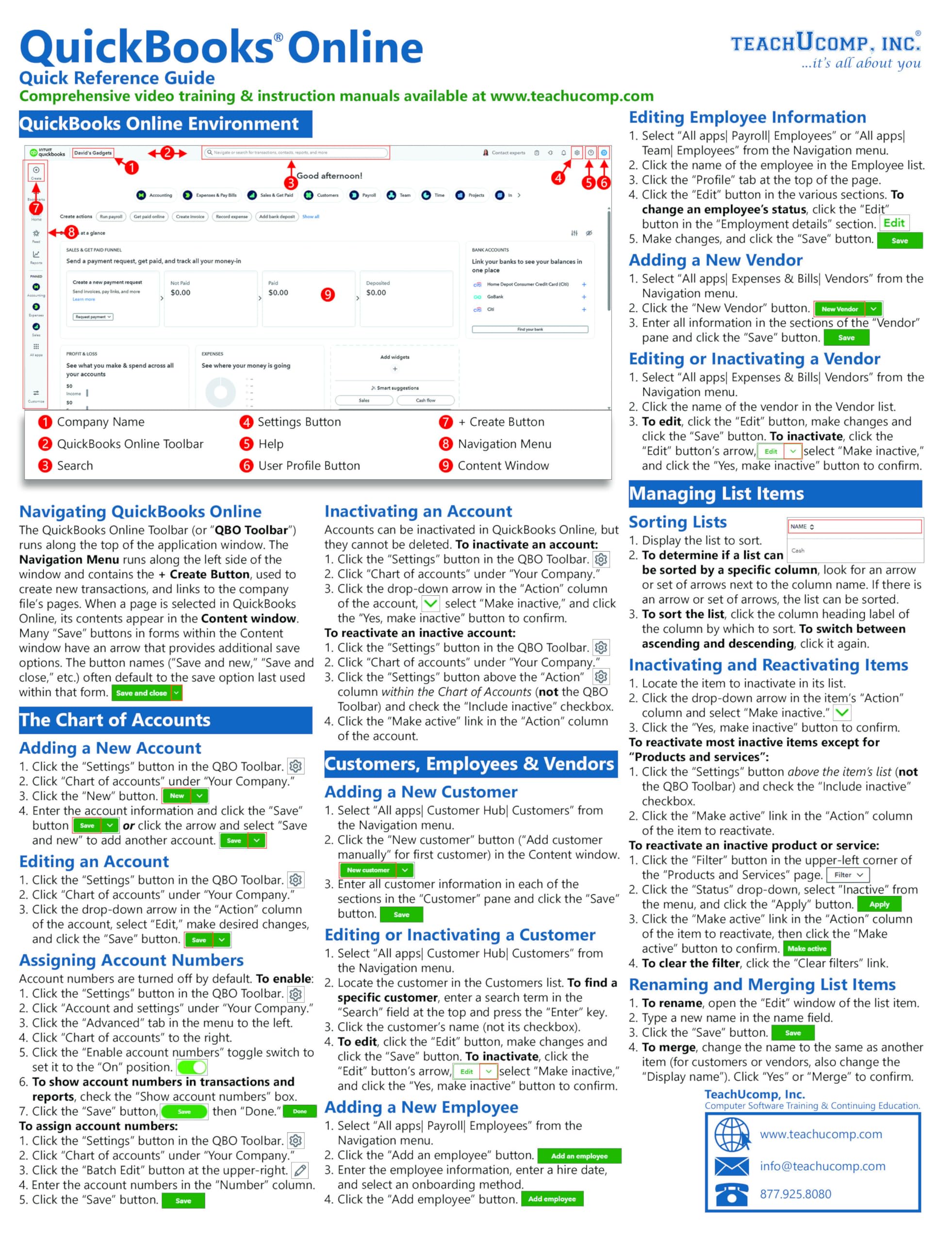 Mua QuickBooks Online Quick Reference Training Card - Laminated ...