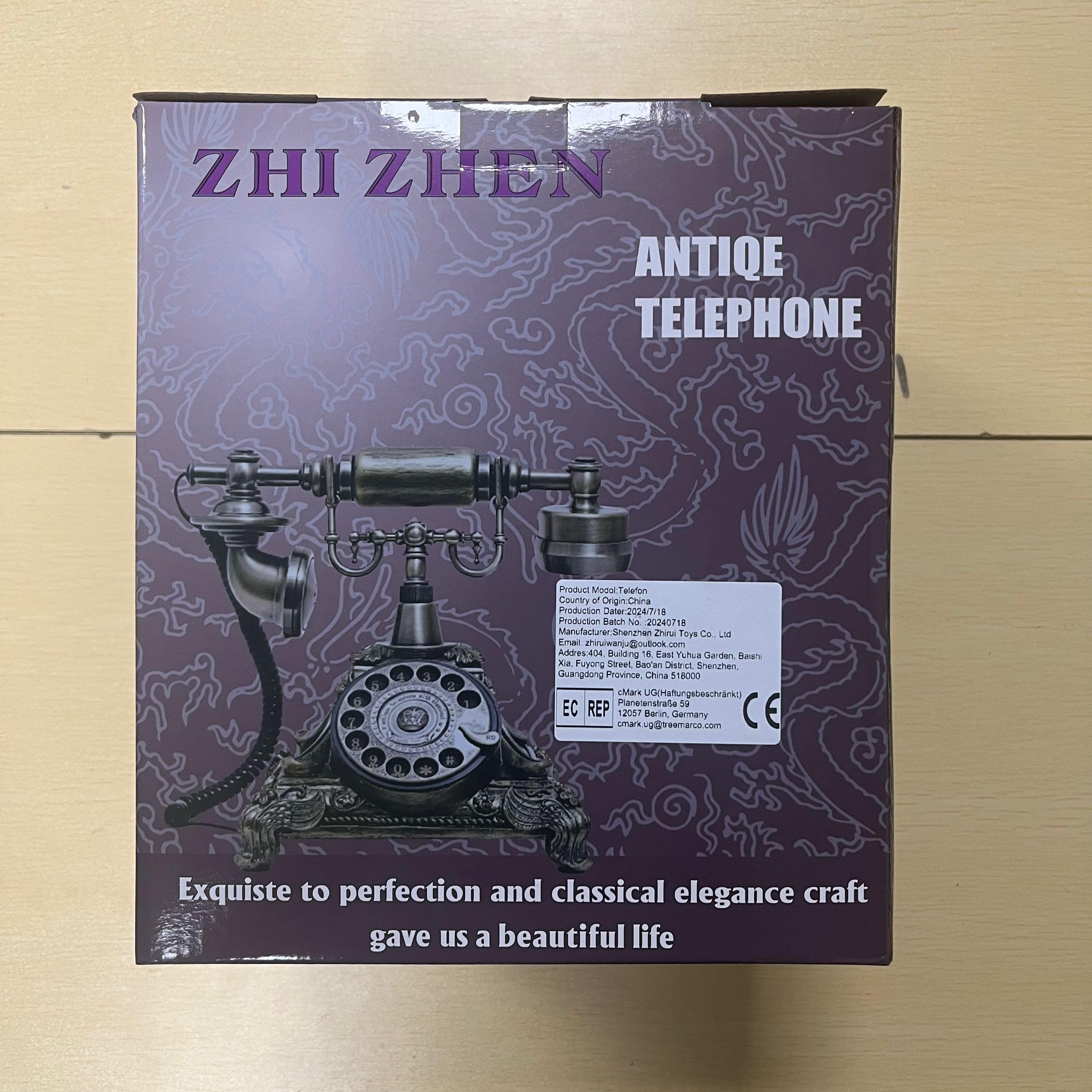 Resin Imitation Copper Vintage Style Rotary Retro Old Fashioned Rotary Dial Home and Office Phone Phone Home Living Room Decor