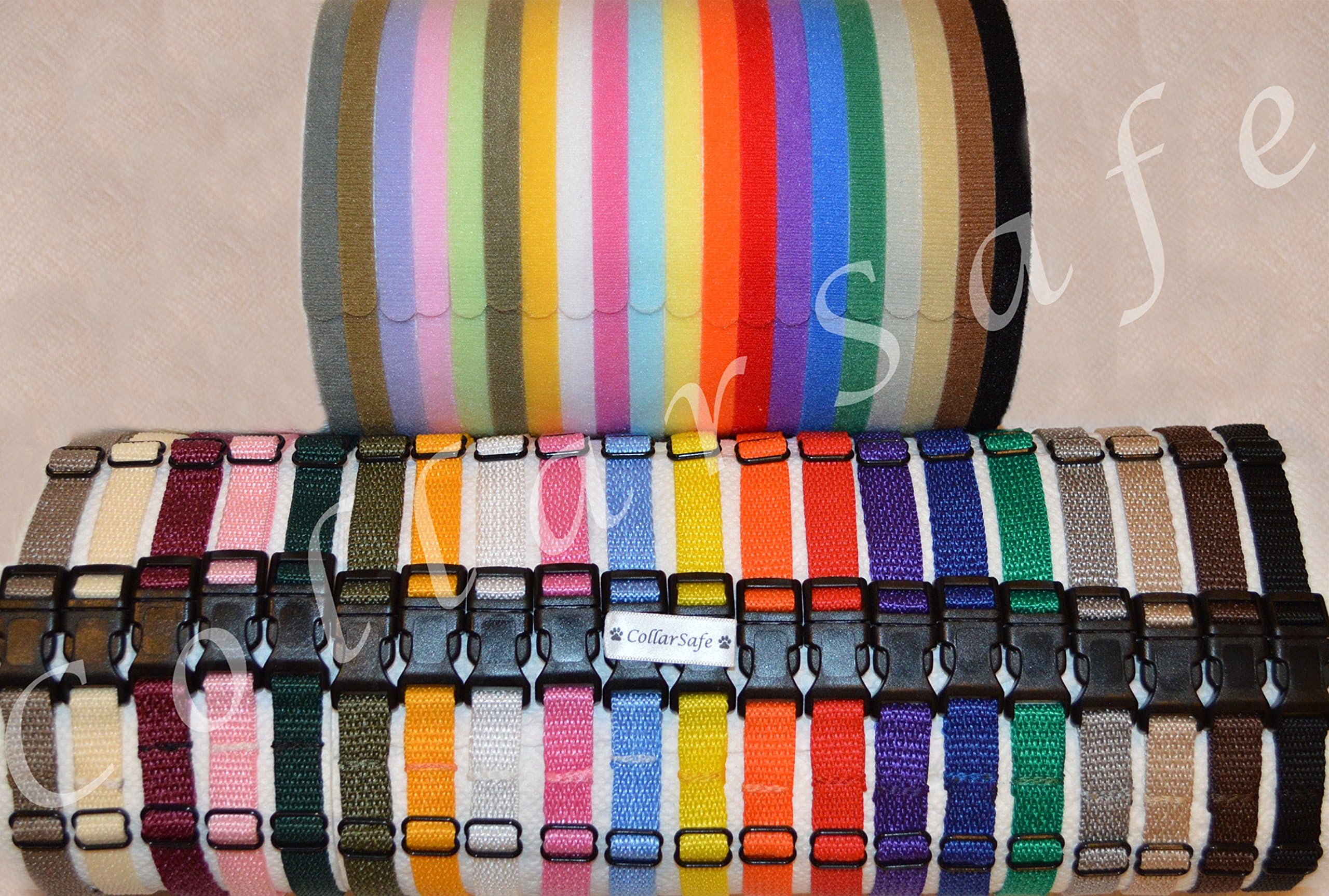 CollarSafe Deluxe Puppy ID Set - Nylon Snap Buckle Collars & Matching Litter Identification Whelping Bands - Custom Designed & Hand Made in USA