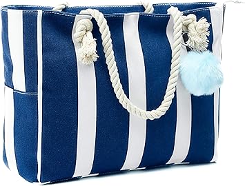 canvas beach tote with rope handles