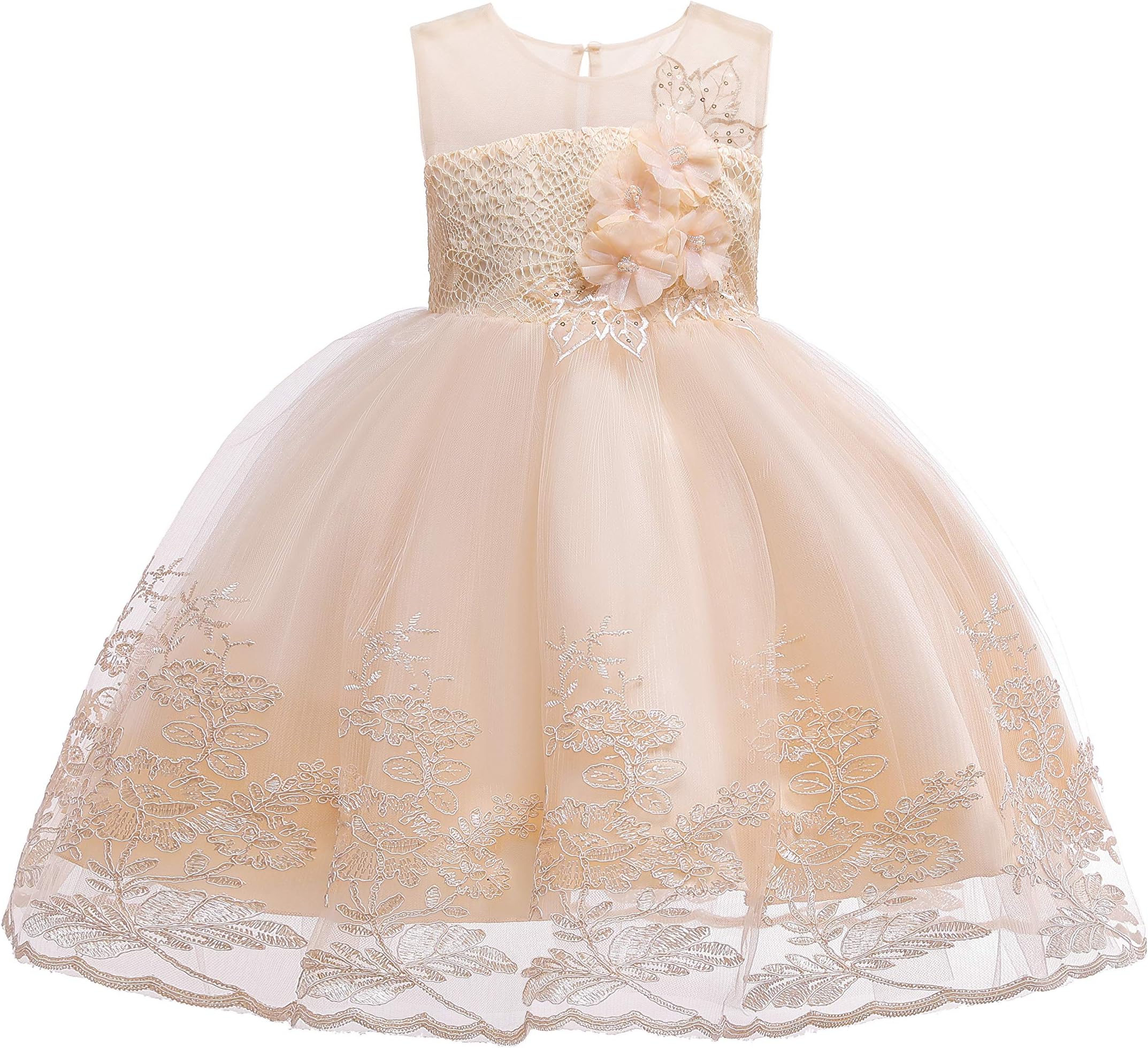 1-12 Years Girls Dress Sequin Lace Wedding Party Flower Dress
