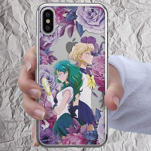 Amazon Com Sailor Neptune And Uranus Inspired By Sailor Moon Cell Phone Case Floral Pink Flowers Anime For Iphone X Xs Max Xr 7 8 6 6s Plus 5 5s Se 5se 4