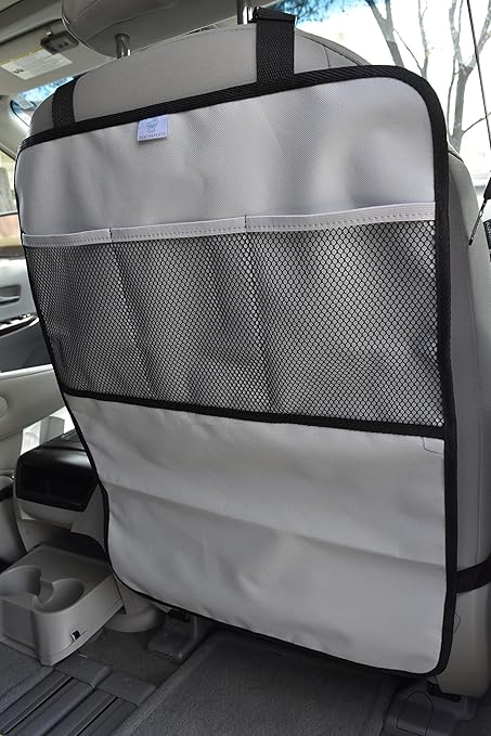 Neat Parents REVERSIBLE (Black & Grey) Kick Mat Organizer, Premium Quality with Pocket Storage for Kids