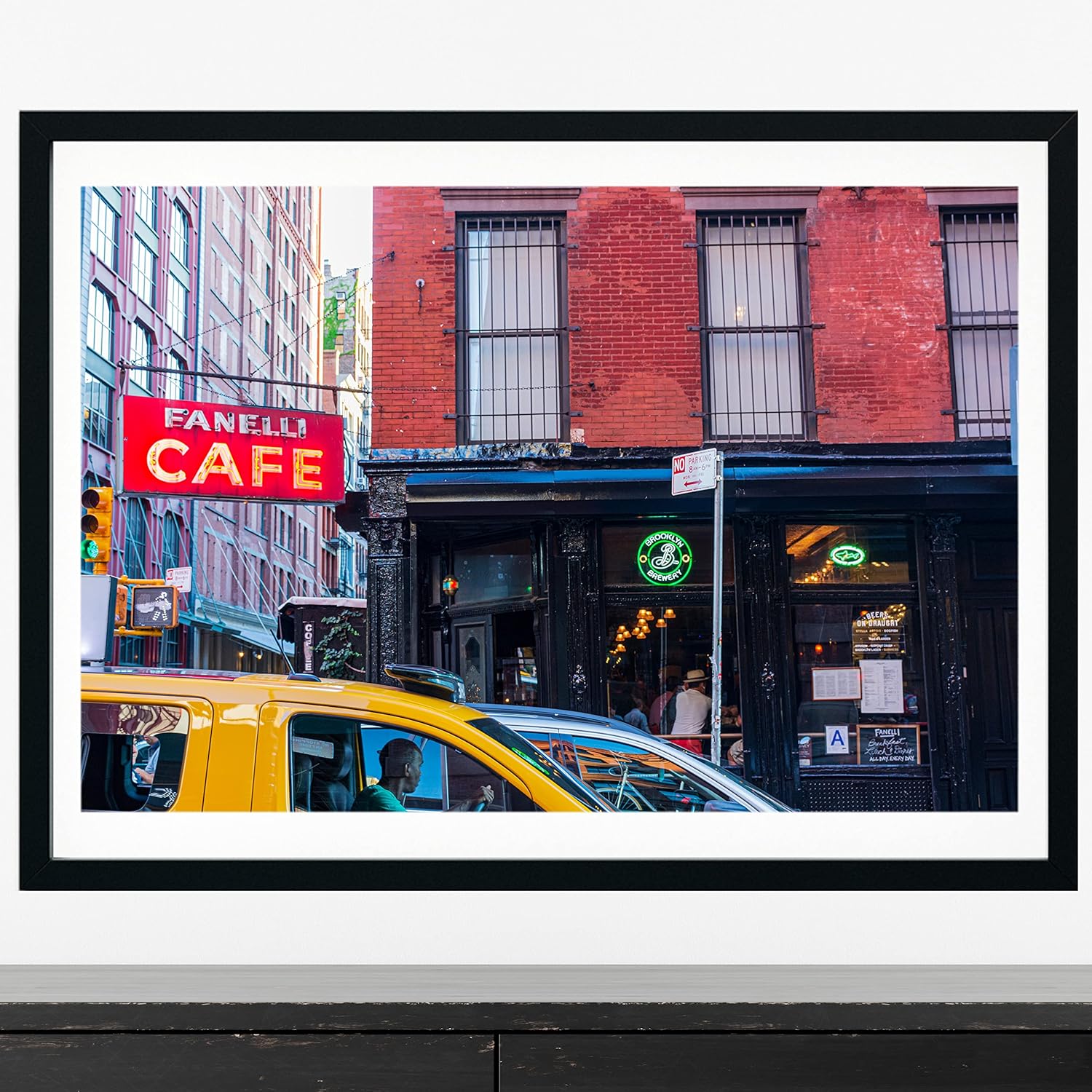 Photographs - Street Photography, SoHo Print, NYC Art, Manhattan Print, Downtown NY, New York Art Print, Yellow Cab Print, Photo Print for Home (5x7 Matted)