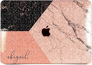 Cavka Hard Glitter Case for Apple MacBook Pro 13" 2019 Retina 15" Mac Air 11" Mac 12" Bling Sparkly Geometry Monogram Marble Silver Print Art Rose Gold Pink Cover Glossy Design Nature Corners Shiny