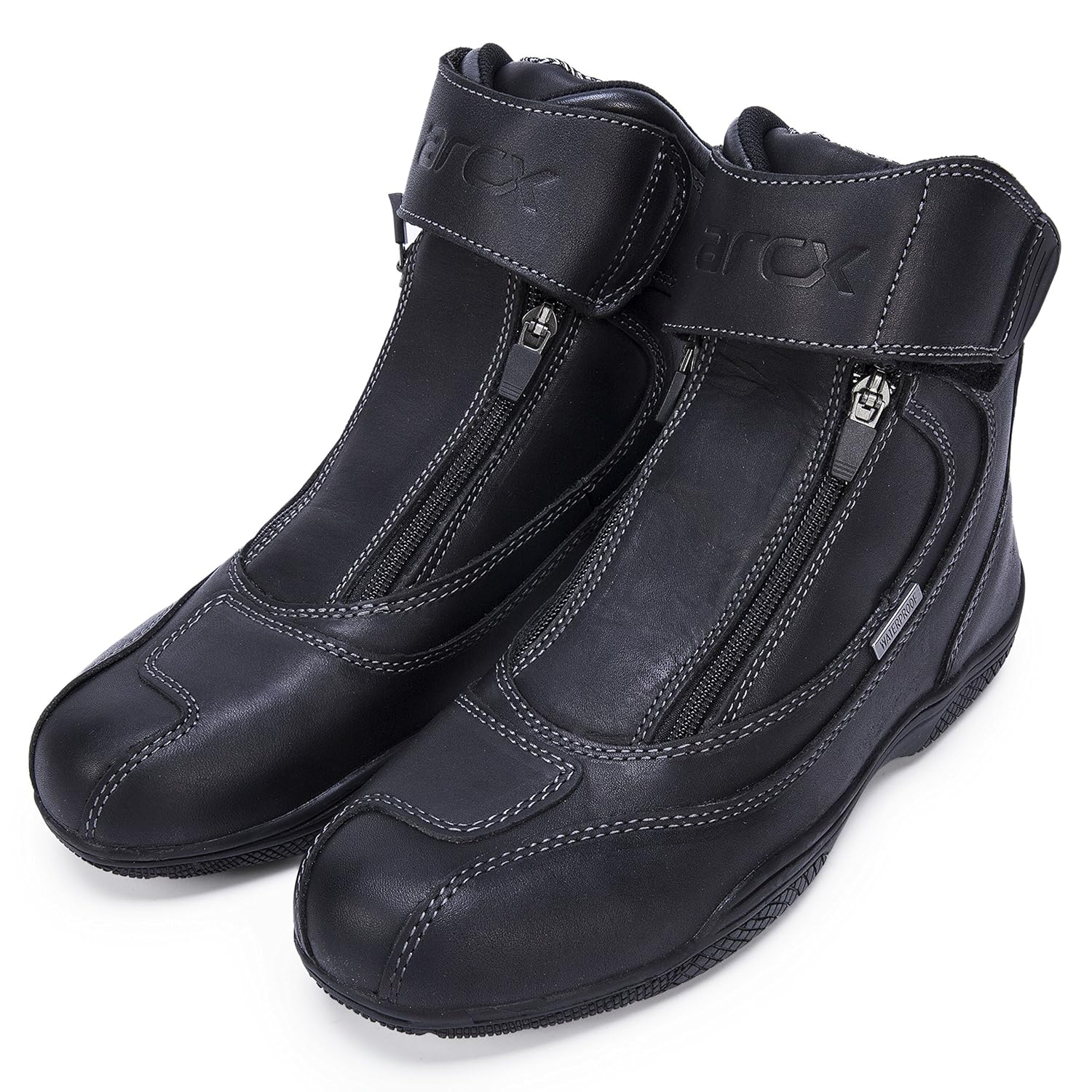 OHMOTOR Waterproof Leather Motorcycle Boots Antiskid