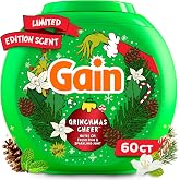 Gain Flings Liquid Laundry Detergent Pods, Odor Defense + Color Guard, Grinchmas Cheer Scent, 4-In-1 Liquid Laundry Detergent Pacs, Clean &amp; Fresh, 60 Count