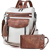 Shrrie Backpack Purse for Women Fashion Leather Backpack Purse Designer Travel Backpack Convertible Shoulder Bag with Wristlet