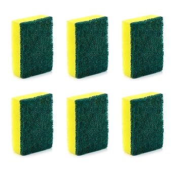 Cello Kleeno Sponge Scrub Pad (Green and Yellow, Pack of 6)