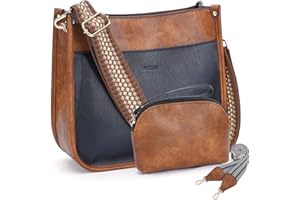 HKCLUF Crossbody Bag Purse for Women 2PCS/Set Leather Hobo Handbag Wallet Set With 2Adjustable Guitar Strap Shoulder Bag