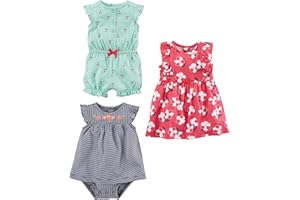 Simple Joys by Carter's Baby Girls' 3-Pack Romper, Sunsuit and Dress