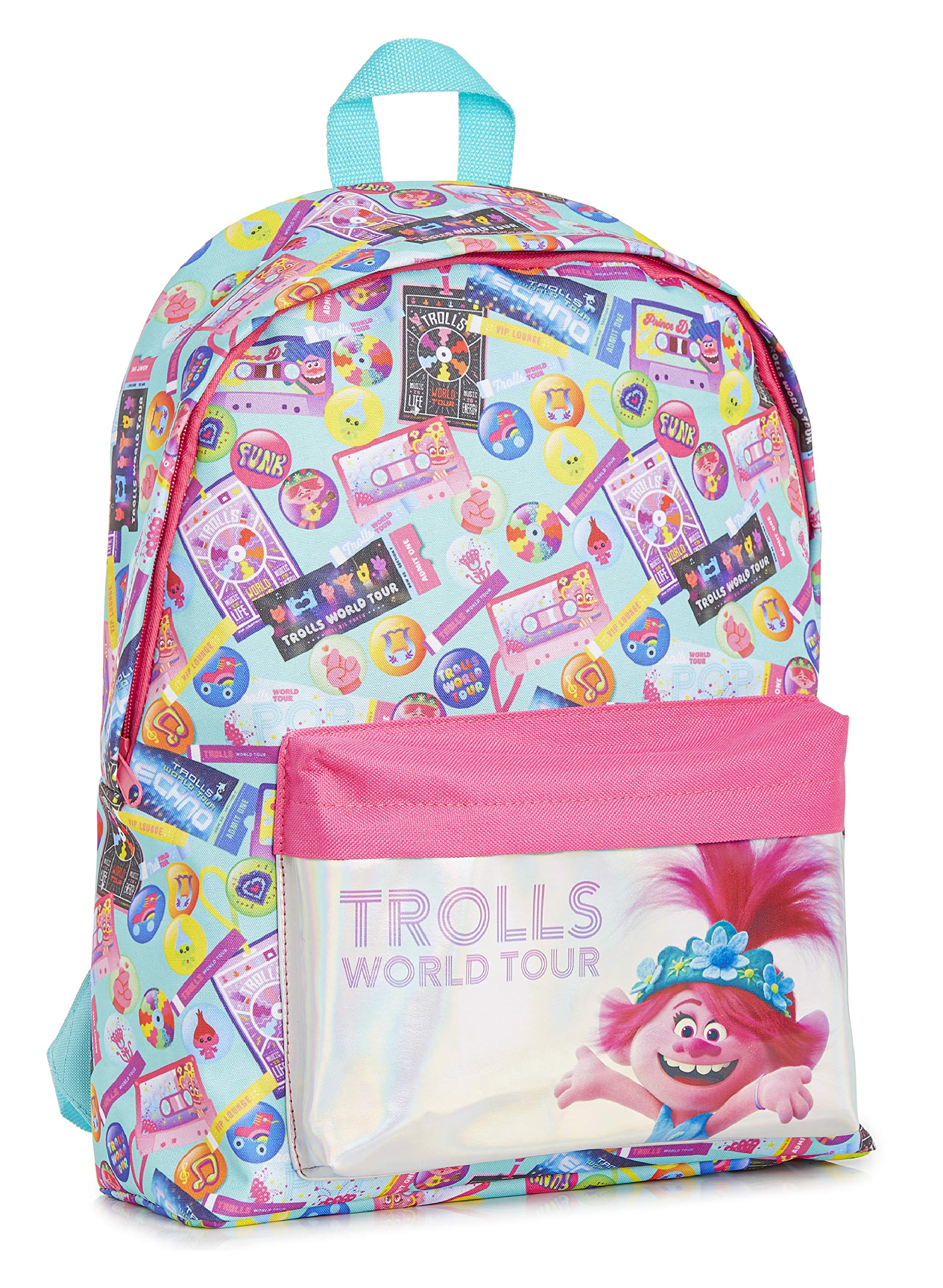 Trolls School Bags for Girls Boys, Girls Backpack with Holographic Design Poppy Troll, Perfect for School or Travel, Official Trolls World Tour Rucksack, Gifts for Girls Boys