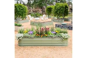 Vego garden 17" Tall 9 in 1 Novel Metal Raised Garden Bed Kits Modular Planter Beds with 2 in 1 Wrench & Magnetic Plant Tags for Vegetables Flowers, Olive Green