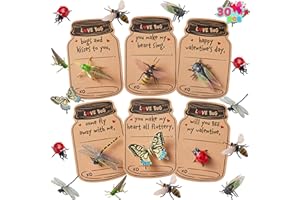 JOYIN 30 Pcs Valentines Day Gift Card Bulks with Realistic Bugs Toy Set for Kids, Valentine's Classroom Gift Exchange Prizes Party Favor Toys, Greeting Exchange Cards for Boys Girls